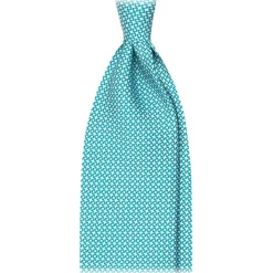 Viola Milano Ties & Bow Ties-- Star Pattern Selftipped Italian Silk Tie - Menthol - Handmade in Italy - Luxury Exclusive Collection - Avvenice