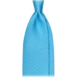 Viola Milano Ties & Bow Ties-- Star Pattern Selftipped Silk Tie - Sea - Handmade in Italy - Luxury Exclusive Collection - Avvenice