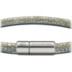 Viola Milano Bracelets-- Stingray Genuine Italian Leather Bracelet - Steel Green - Handmade in Italy - Luxury Exclusive Collection - Avvenice