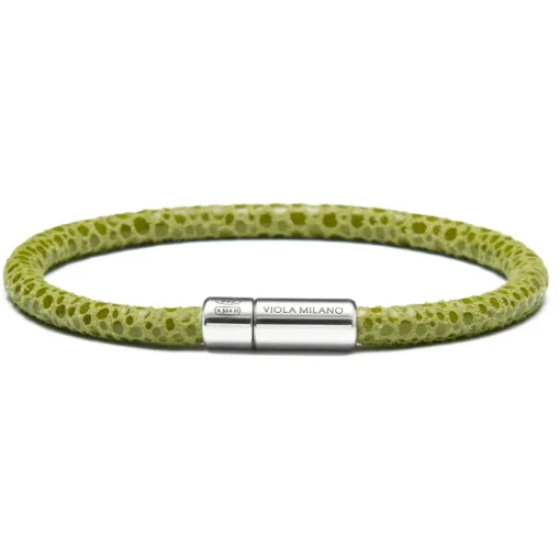 Viola Milano Bracelets-- Stingray Genuine Italian Leather Bracelet - Pistacchio - Handmade in Italy - Luxury Exclusive Collection - Avvenice
