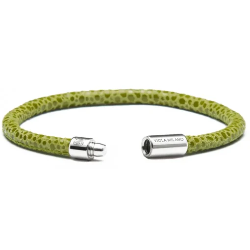 Viola Milano Bracelets-- Stingray Genuine Italian Leather Bracelet - Pistacchio - Handmade in Italy - Luxury Exclusive Collection - Avvenice