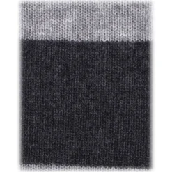Viola Milano Ties & Bow Ties-- Stripe Knitted 100% Cashmere Tie - Charcoal/Grey - Handmade in Italy - Luxury Exclusive Collection - Avvenice
