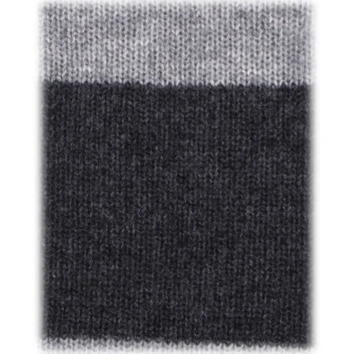 Viola Milano Ties & Bow Ties-- Stripe Knitted 100% Cashmere Tie - Charcoal/Grey - Handmade in Italy - Luxury Exclusive Collection - Avvenice
