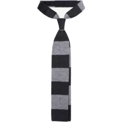 Viola Milano Ties & Bow Ties-- Stripe Knitted 100% Cashmere Tie - Charcoal/Grey - Handmade in Italy - Luxury Exclusive Collection - Avvenice