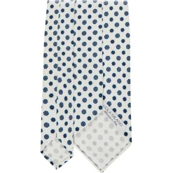 Viola Milano Ties & Bow Ties-- Summer Floral 3-Fold Handprinted Untipped Silk Tie - White - Handmade in Italy - Luxury Exclusive Collection - Avvenice