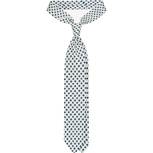Viola Milano Ties & Bow Ties-- Summer Floral 3-Fold Handprinted Untipped Silk Tie - White - Handmade in Italy - Luxury Exclusive Collection - Avvenice