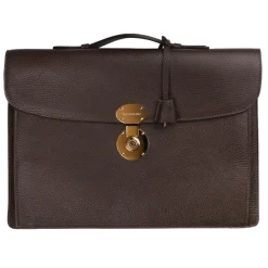 Viola Milano Bags-- The Light City Gold Lock Briefcase - Brown - Handmade in Italy - Luxury Exclusive Collection - Avvenice