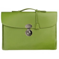 Viola Milano Bags-- The Light City Silver Lock Briefcase - Lime Green - Handmade in Italy - Luxury Exclusive Collection - Avvenice