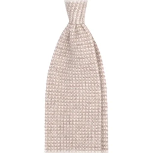 Viola Milano Ties & Bow Ties-- Two-Tone Knitted 100% Cashmere Tie - Sand/Natural - Handmade in Italy - Luxury Exclusive Collection - Avvenice