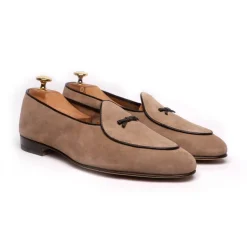 Viola Milano Shoes-- Unlined Belgian Loafer - Beige - Handmade in Italy - Luxury Exclusive Collection - Avvenice