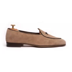Viola Milano Shoes-- Unlined Belgian Loafer - Beige - Handmade in Italy - Luxury Exclusive Collection - Avvenice