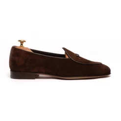 Viola Milano Shoes-- Unlined Belgian Loafer - Brown Suede - Handmade in Italy - Luxury Exclusive Collection - Avvenice