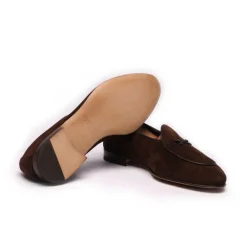 Viola Milano Shoes-- Unlined Belgian Loafer - Brown Suede - Handmade in Italy - Luxury Exclusive Collection - Avvenice