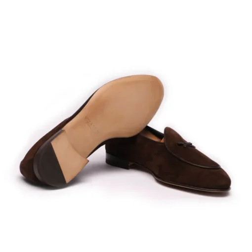 Viola Milano Shoes-- Unlined Belgian Loafer - Brown Suede - Handmade in Italy - Luxury Exclusive Collection - Avvenice