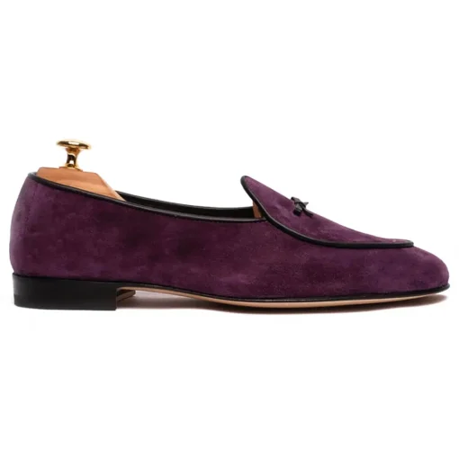 Viola Milano Shoes-- Unlined Belgian Suede Loafer - Purple - Handmade in Italy - Luxury Exclusive Collection - Avvenice