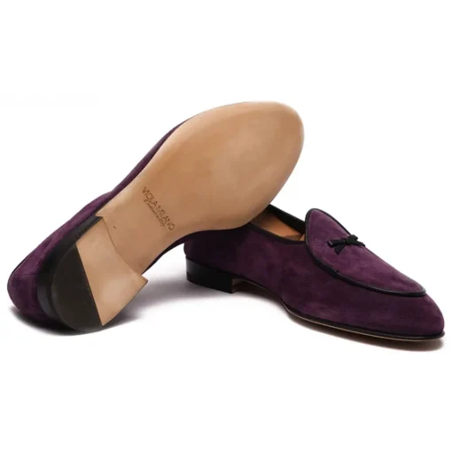 Viola Milano Shoes-- Unlined Belgian Suede Loafer - Purple - Handmade in Italy - Luxury Exclusive Collection - Avvenice