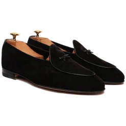 Viola Milano Shoes-- Unlined Belgian Suede Loafer - Black - Handmade in Italy - Luxury Exclusive Collection - Avvenice