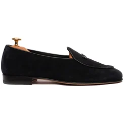 Viola Milano Shoes-- Unlined Belgian Suede Loafer - Black - Handmade in Italy - Luxury Exclusive Collection - Avvenice