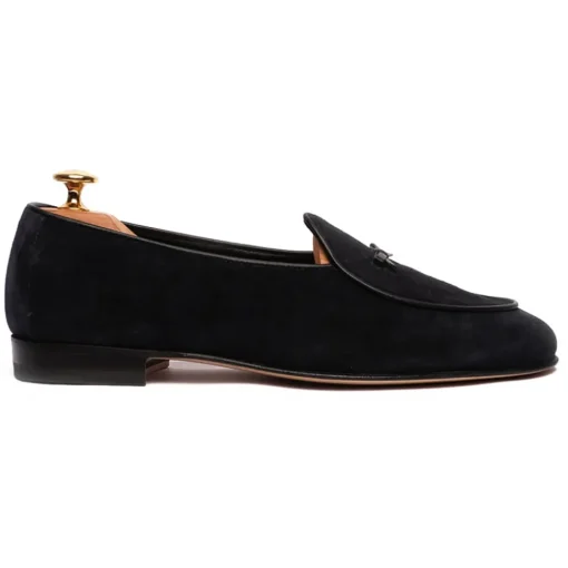 Viola Milano Shoes-- Unlined Belgian Suede Loafer - Black - Handmade in Italy - Luxury Exclusive Collection - Avvenice
