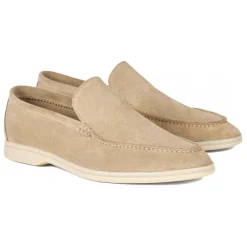 Viola Milano Shoes-- Unlined Capri Suede Loafer - Beige - Handmade in Italy - Luxury Exclusive Collection - Avvenice