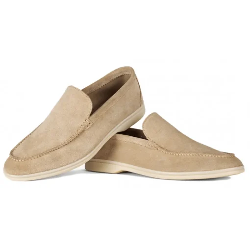Viola Milano Shoes-- Unlined Capri Suede Loafer - Beige - Handmade in Italy - Luxury Exclusive Collection - Avvenice