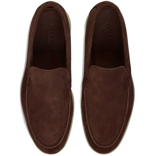 Viola Milano Shoes-- Unlined Capri Suede Loafer - Brown - Handmade in Italy - Luxury Exclusive Collection - Avvenice