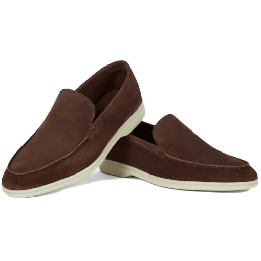 Viola Milano Shoes-- Unlined Capri Suede Loafer - Brown - Handmade in Italy - Luxury Exclusive Collection - Avvenice