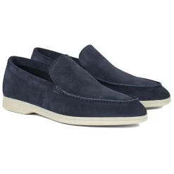 Viola Milano Shoes-- Unlined Capri Suede Loafer - Navy - Handmade in Italy - Luxury Exclusive Collection - Avvenice
