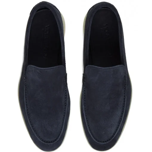 Viola Milano Shoes-- Unlined Capri Suede Loafer - Navy - Handmade in Italy - Luxury Exclusive Collection - Avvenice