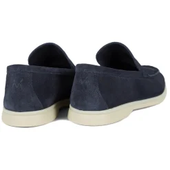 Viola Milano Shoes-- Unlined Capri Suede Loafer - Navy - Handmade in Italy - Luxury Exclusive Collection - Avvenice