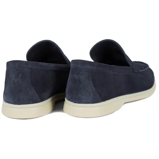 Viola Milano Shoes-- Unlined Capri Suede Loafer - Navy - Handmade in Italy - Luxury Exclusive Collection - Avvenice