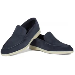 Viola Milano Shoes-- Unlined Capri Suede Loafer - Navy - Handmade in Italy - Luxury Exclusive Collection - Avvenice