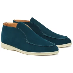 Viola Milano Shoes-- Unlined City Suede Loafer - Cobalt Green - Handmade in Italy - Luxury Exclusive Collection - Avvenice
