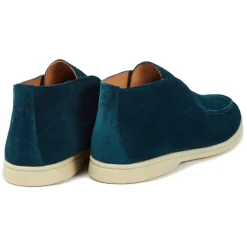 Viola Milano Shoes-- Unlined City Suede Loafer - Cobalt Green - Handmade in Italy - Luxury Exclusive Collection - Avvenice