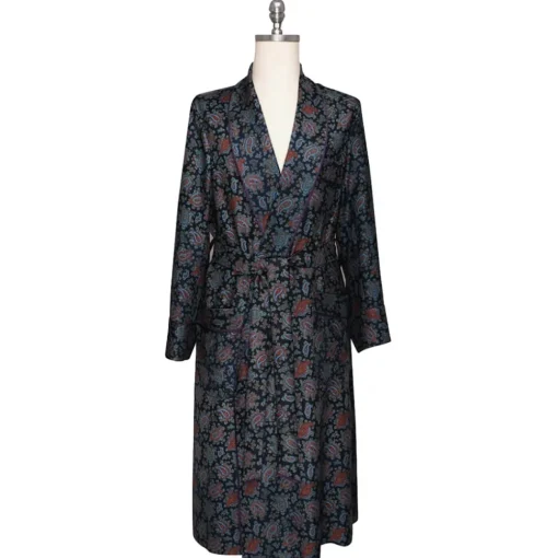 Viola Milano Shirts-- Unlined Luxury Handprinted Silk Dressing Gown - Paisley Pattern - Handmade in Italy - Luxury Exclusive Collection - Avvenice