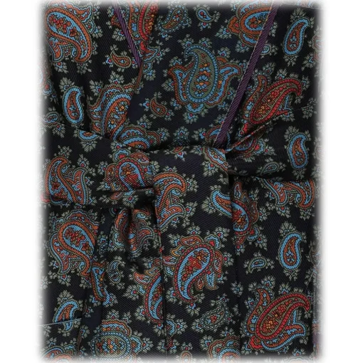 Viola Milano Shirts-- Unlined Luxury Handprinted Silk Dressing Gown - Paisley Pattern - Handmade in Italy - Luxury Exclusive Collection - Avvenice
