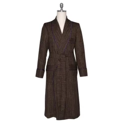 Viola Milano Dresses-- VBC Wool, Silk and Linen Dressing Gown - Contrast Pattern - Handmade in Italy - Luxury Exclusive Collection - Avvenice