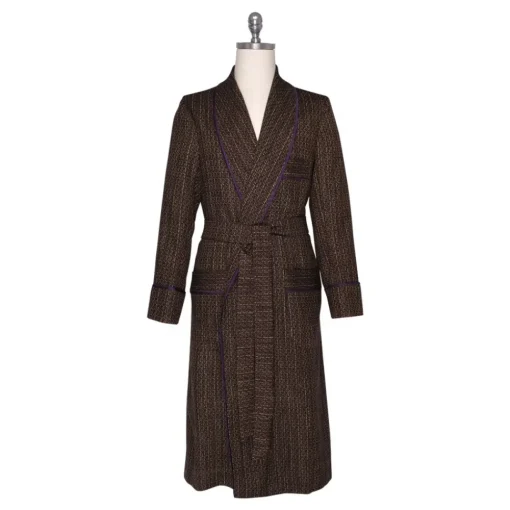 Viola Milano Dresses-- VBC Wool, Silk and Linen Dressing Gown - Contrast Pattern - Handmade in Italy - Luxury Exclusive Collection - Avvenice