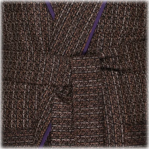 Viola Milano Dresses-- VBC Wool, Silk and Linen Dressing Gown - Contrast Pattern - Handmade in Italy - Luxury Exclusive Collection - Avvenice