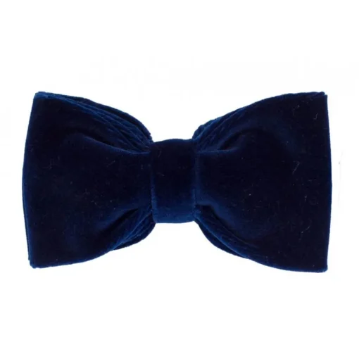 Viola Milano Ties & Bow Ties-- Velvet Bow Tie - Navy - Made in Italy - Luxury Exclusive Collection - Avvenice
