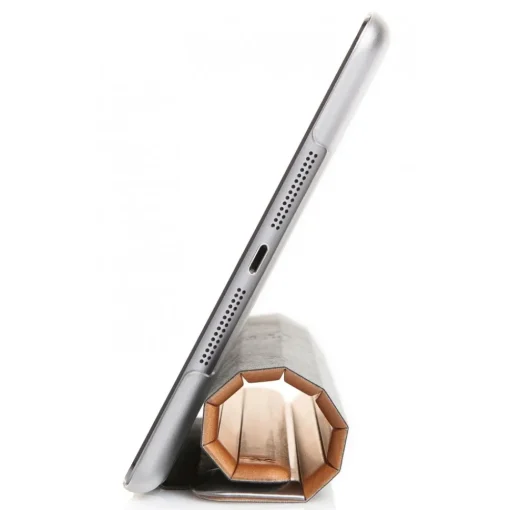 Woodcessories Skin-- Cherry / Silver Metal / Leather / Transclucent Hardcover - iPad Mini 4 - Flip Case - Eco Guard Metal & Wood - Avvenice