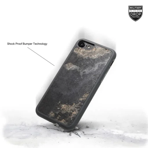 Woodcessories Case-- Eco Bumper - Stone Cover - Camo Gray - iPhone 8 Plus / 7 Plus - Real Stone Cover - Eco Case - Bumper - Avvenice