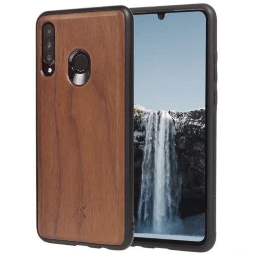 Woodcessories Case-- Eco Bumper - Walnut Cover - Black - Huawei P30 Lite - Wooden Cover - Eco Case - Bumper Collection - Avvenice