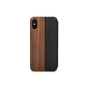 Woodcessories Case-- Eco Wallet Flip Cover - Real Wood and Leather - Walnut - iPhone XR - Eco Case - Flip Collection - Avvenice