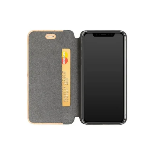 Woodcessories Case-- Eco Wallet Flip Cover - Real Wood and Leather - Walnut - iPhone XR - Eco Case - Flip Collection - Avvenice