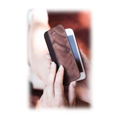 Woodcessories Case-- Eco Wallet Flip Cover - Real Wood and Leather - Walnut - iPhone XR - Eco Case - Flip Collection - Avvenice