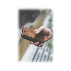 Woodcessories Case-- Eco Wallet Flip Cover - Real Wood and Leather - Walnut - iPhone XR - Eco Case - Flip Collection - Avvenice