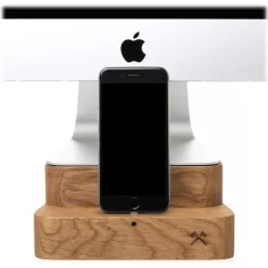 Woodcessories Desk Supplies-- Oak / Premium Wooden iMac Stand + iPhone - MacBook 27 - Eco Foot - Wooden MacBook Support - Avvenice