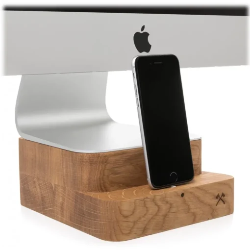 Woodcessories Desk Supplies-- Oak / Premium Wooden iMac Stand + iPhone - MacBook 27 - Eco Foot - Wooden MacBook Support - Avvenice