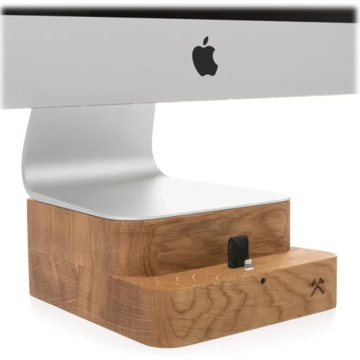 Woodcessories Desk Supplies-- Oak / Premium Wooden iMac Stand + iPhone - MacBook 27 - Eco Foot - Wooden MacBook Support - Avvenice